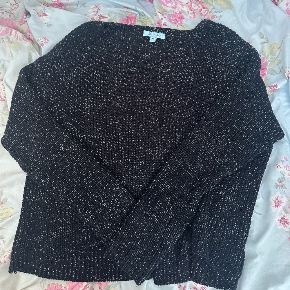 She + Sky Black Crew Neck Sweater
